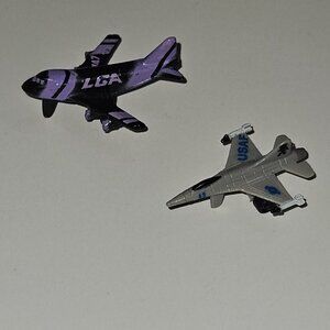 2 VTG Micro Machines Airplane Lot Galoob Black Purple LGA 1987 Funrise USA 1988